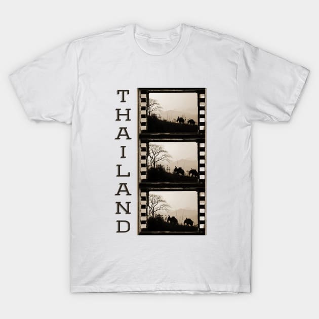 Thai Elephants In The Jungle Triptych Photograph T-Shirt by VintCam